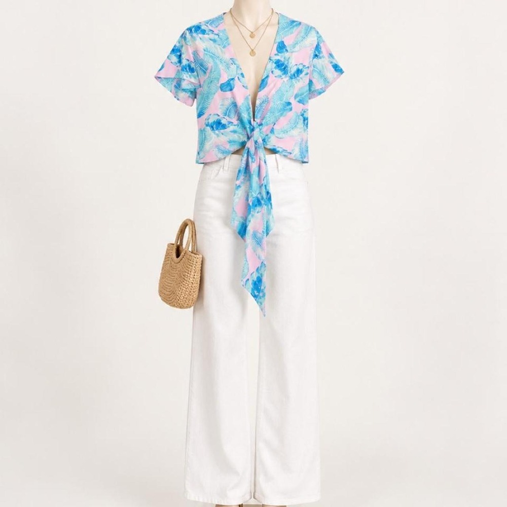 Buddy Love Tropical Tie-Front Top • Size Small
